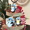 Penguin Christmas Decorations Indoor, Cute Penguins Winter Tiered Tray Decor Set of 3, Wooden Penguin Blocks Xmas Table Decoration for Party Home Office Shelf Door (Light Blue)